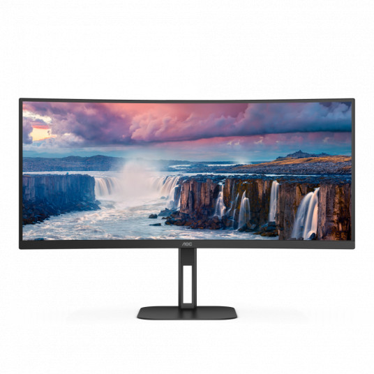 AOC lenktas monitorius CU34V5C/BK 34 colių, VA, WQHD, 3440 x 1440, 21:9, 4 ms, 300 cd/m², HDMI prievadų kiekis 1, 100 Hz