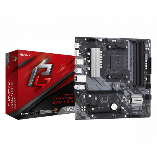 ASRock A520M Phantom Gaming 4 - pagrindinė plokštė - mikro ATX - lizdas AM4 - AMD A520