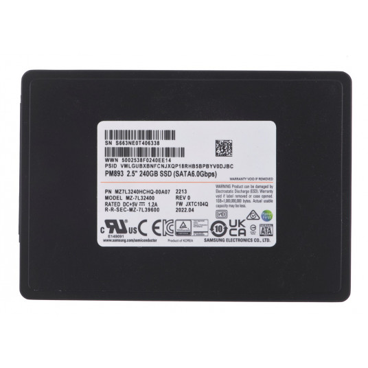 SSD „Samsung PM893“ 240 GB SATA 2,5 colio MZ7L3240HCHQ-00A07 (DWPD 1)