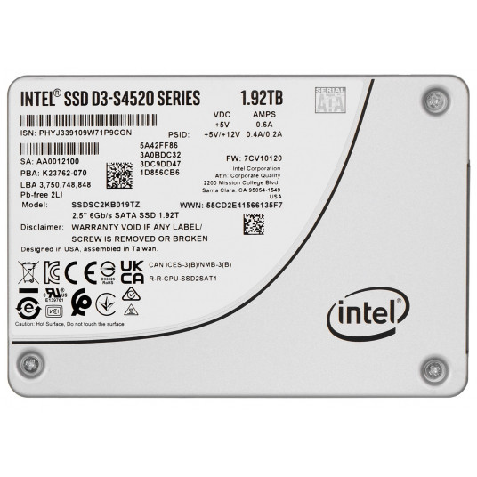 SSD Solidigm (Intel) S4520 1.92TB SATA 2.5" SSDSC2KB019TZ01 (DWPD iki 3)