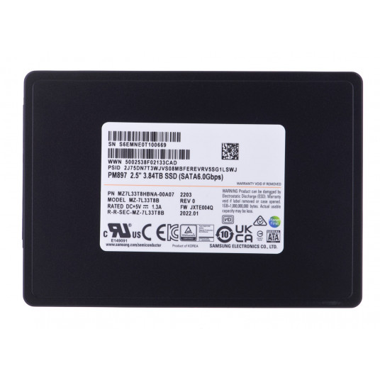 SSD „Samsung PM897“ 3,84 TB SATA 2,5 colio MZ7L33T8HBNA-00A07 (DWPD 3)