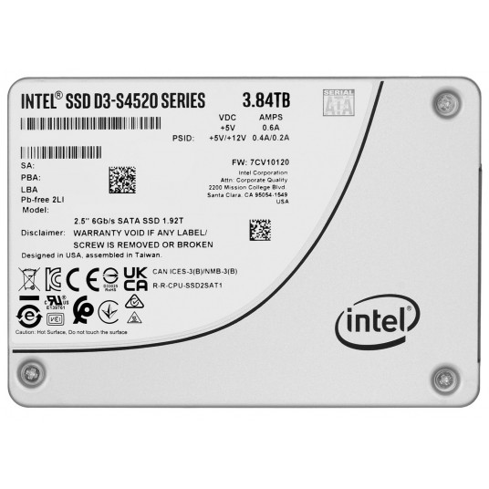 SSD Solidigm (Intel) S4520 3,84TB SATA 2,5" SSDSC2KB038TZ01 (DWPD iki 3)