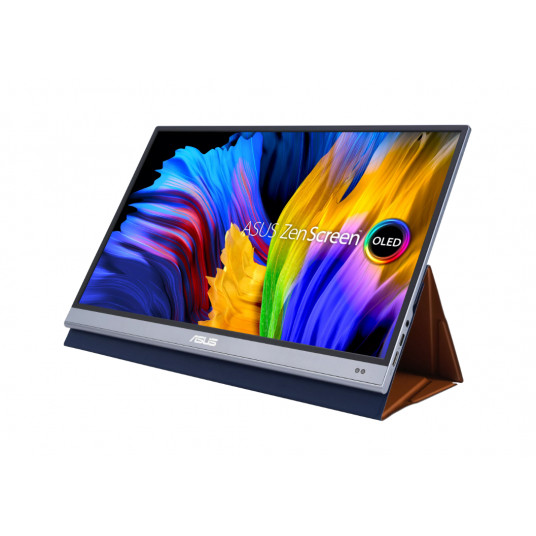 ASUS ZenScreen OLED MQ16AH nešiojamas [FHD (1920 x 1080), OLED, 100 % DCI-P3, 1 ms atsako laikas, HDR-10, C tipo USB, Mini HDMI, artumo jutiklis, išmanusis dėklas]