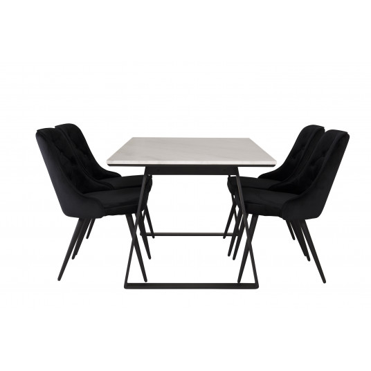 Valgomojo komplektas stalas Estelle su 4 kėdėmis Velvet Deluxe