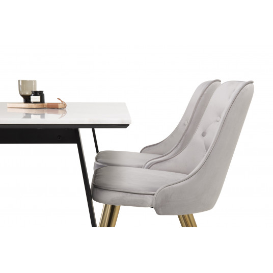 Valgomojo komplektas stalas Estelle su 4 kėdėmis Velvet Deluxe