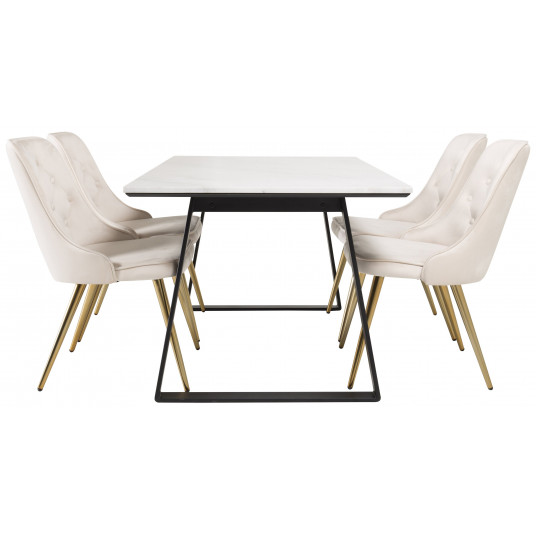 Valgomojo komplektas stalas Estelle su 4 kėdėmis Velvet Deluxe