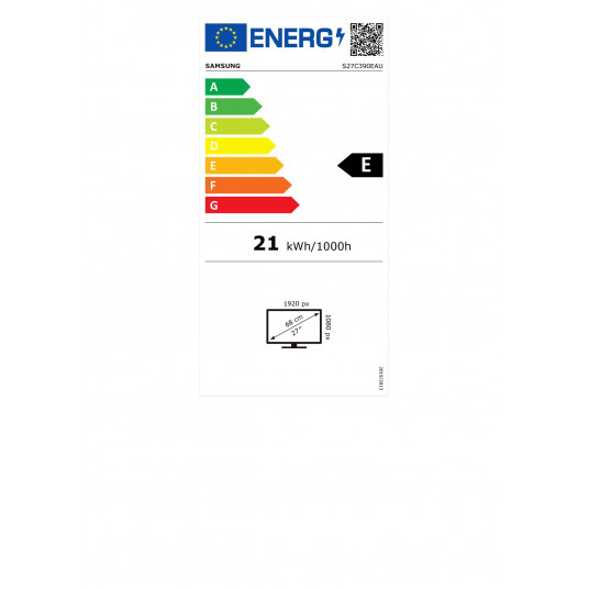  Samsung Curved Monitor  LS27C390EAUXEN 27 ", VA, FHD, 1920 x 1080, 16:9, 4 ms, 250 cd/m², Black, 75 Hz, HDMI ports quantity 2 