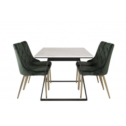 Valgomojo komplektas stalas Estelle su 4 kėdėmis Velvet Deluxe