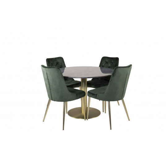Valgomojo komplektas stalas Estelle su 4 kėdėmis Velvet Deluxe