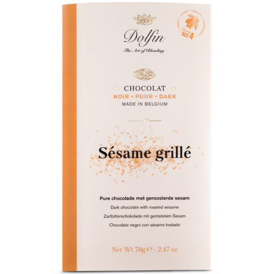 Šokoladas DOLFIN Dark with toasted sesame (70g)