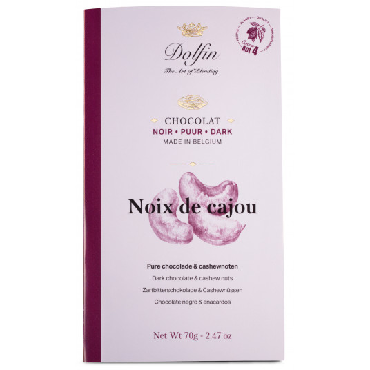 Šokoladas DOLFIN Dark with cashew nuts 70g