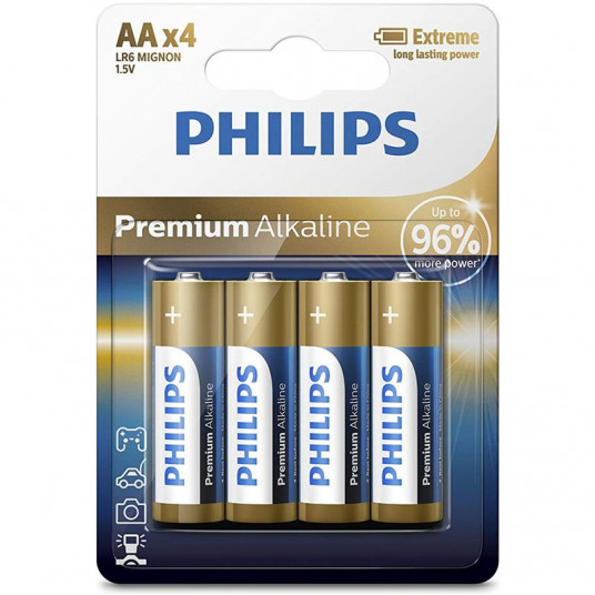 Battery Philips Premium Alkaline AA 4-blister
