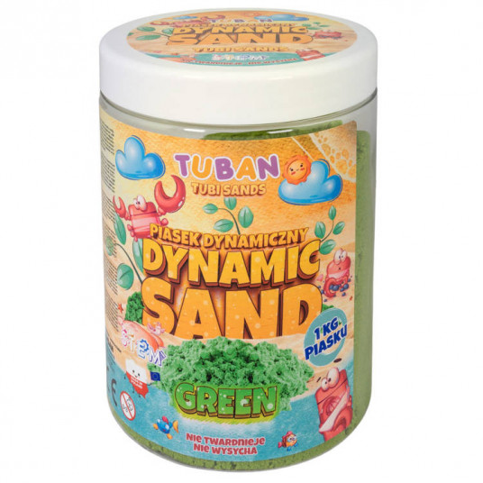 Kinetinis smėlis Tubanas, 1kg, žalias