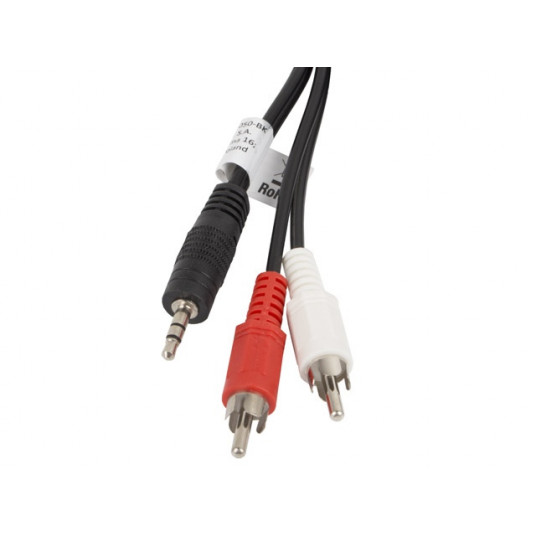 Lanberg CA-MJRC-10CC-0050-BK garso kabelis Mini Jack 3,5 mm, 2 x RCA (Chinch), 5 m, Juoda