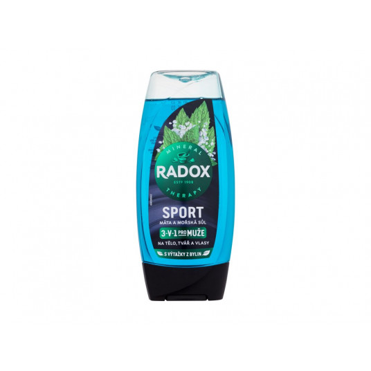 Dušo želė Radox Sport Mėtų ir jūros druska 3 viename dušo želė, 225 ml