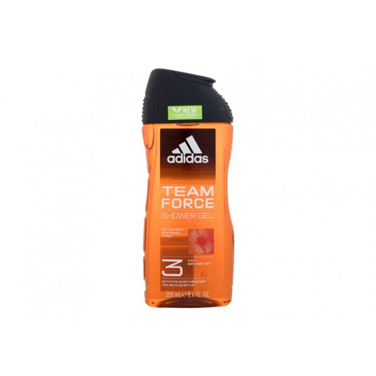 Dušo želė Adidas Team Force dušo želė 3 viename nauja valymo formulė, 250 ml