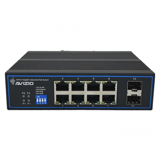 AVIZIO Komutatorius 8x RJ45 PoE 1Gb/s + 2x SFP Uplink 1Gb/s
