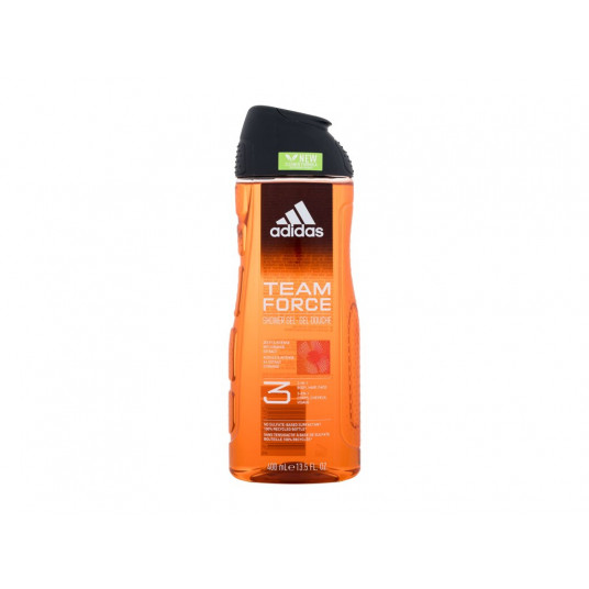 Dušo želė Adidas Team Force dušo želė 3 viename nauja valymo formulė, 400 ml