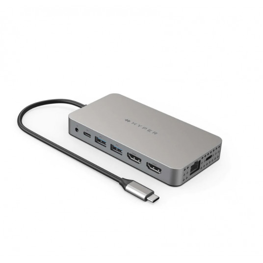 Hyper HyperDrive Universal USB-C 10-in1 Dual HDMI Mobile Dock - Space Grey - for M1/M2 MBAir/Pro