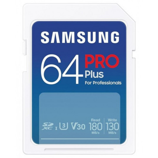 Samsung PRO Plus SDXC 64GB UHS-I U3 [Rašyti 130MB/s Skaityti 180MB/s] v 2023