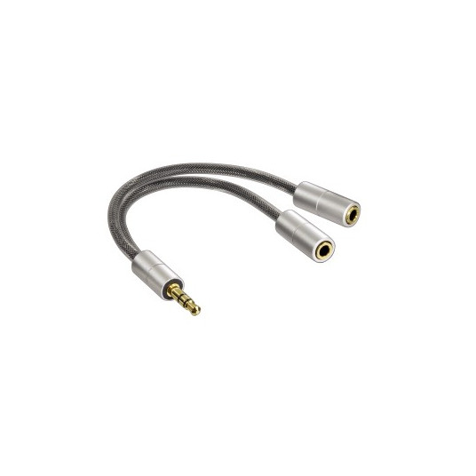 Adapter Hama 3,5mm-2x3,5mm st.Alu