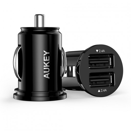 AUKEY CC-S1 Mini mobiliojo įrenginio kroviklis 2xUSB-A 24W 4.8A Juoda Automatinis