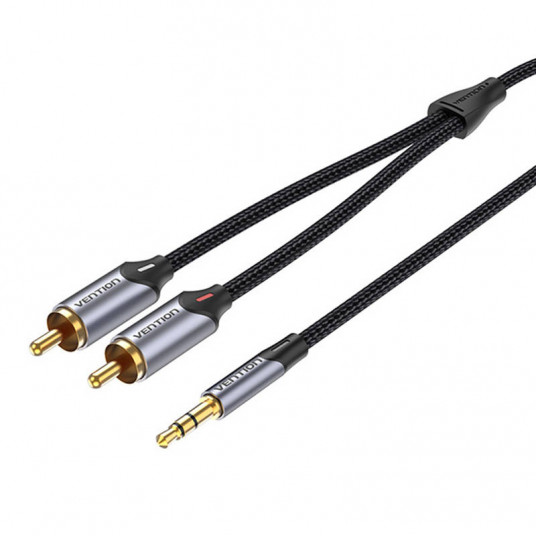 2xRCA kabelio (Cinch) lizdas iki 3,5 mm ventiliacijos BCNBI 3 m (pilkas)