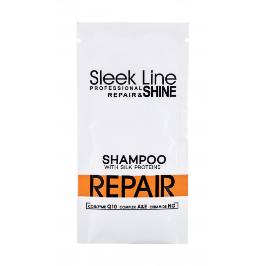 „Sleek Line Repair“ šampūnas su šilku pažeistiems plaukams, 15 ml