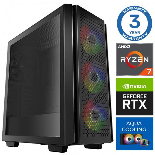 INTOP AQUA Ryzen 7 7700X 32GB DDR5 500SSD M.2 NVME+2TB RTX3050 6GB no-OS