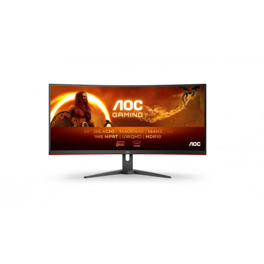 Monitorius AOC | CU34G2XE/BK | 34 colių | VA | 3440 x 1440 pikselių | 21:9 | 1 ms | 300 cd/m² | HDMI prievadų kiekis 1 | 144 Hz