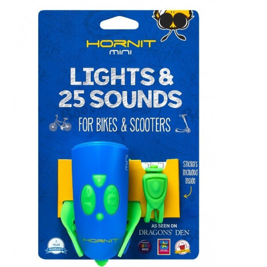 Dviračio lempa su garsiniu signalu HORNIT Mini GREEN - BLUE 5353GRBU