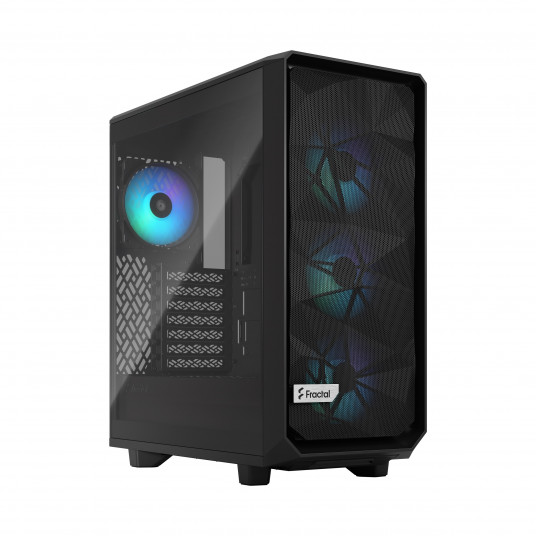 Fractal Design Meshify 2 Compact RGB juodas TG šviesos atspalvis, vidurinis bokštas, maitinimo šaltinis nėra