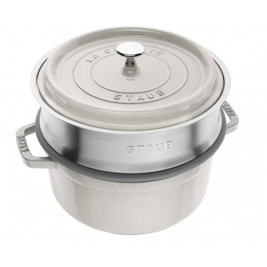 Apvalus ketaus puodas su įdėklu STAUB La Cocotte 40508-822-0 - 3,8 ltr. baltasis triufelis