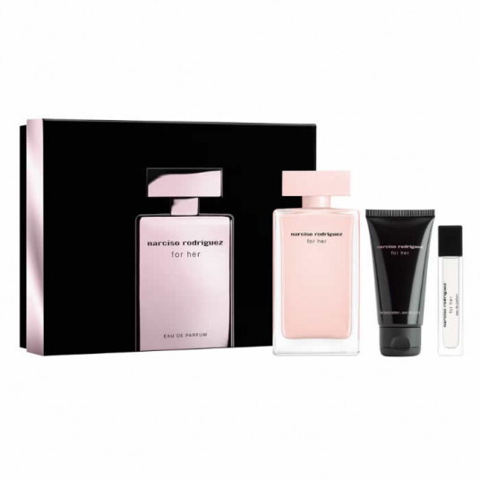 Narciso Rodriguez For Her Eau De Perfume Spray 100 ml rinkinys, 3 vnt.