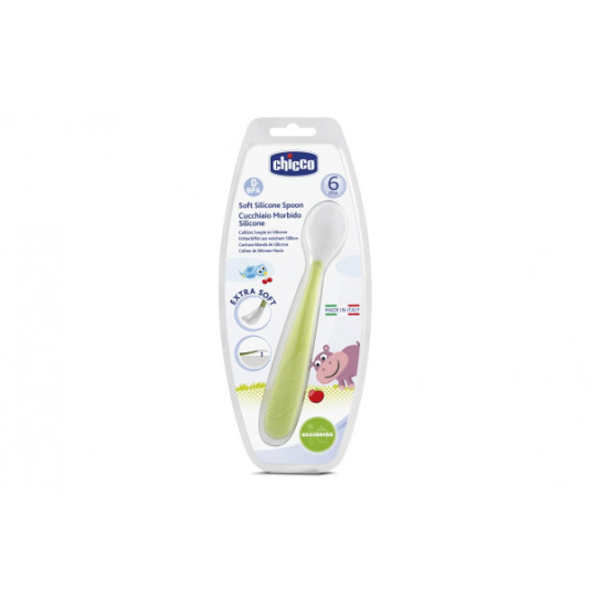 CHICCO silikoninis šaukštelis, žalias, 6 mėn+