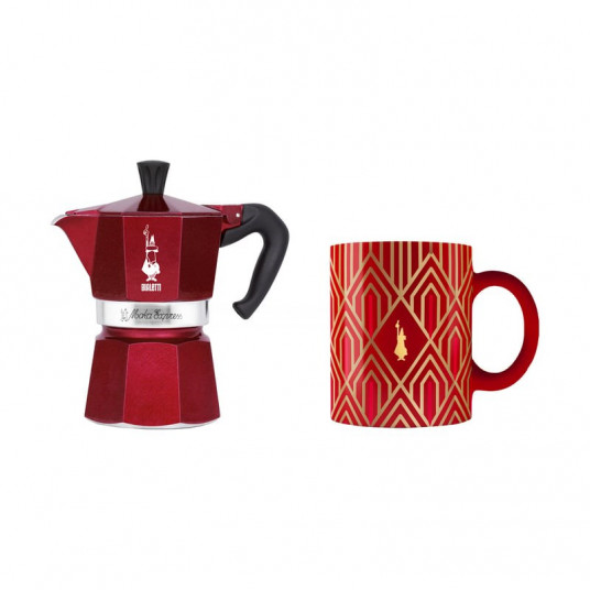 Bialetti - Deco Glamour - Moka Express 3tz raudona + puodelis