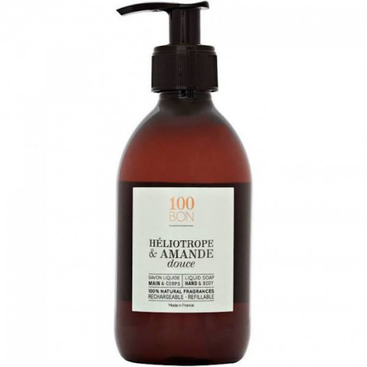 100 Bon, Heliotrope & Amande Douce, skystas muilas, skirtas rankoms, daugkartinis, 300 ml