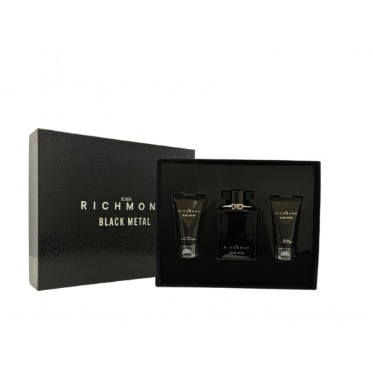 Set John Richmond: Black Metal, Natural, Cleansing, Shower Gel, 50 ml + Black Metal, Body Lotion, 50 ml + Black Metal, Eau De Parfum, For Men, 100 ml
