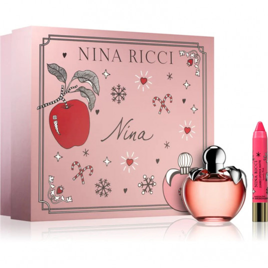 Rinkinys Nina Ricci: Les Belles, tualetinis vanduo, moterims, 80 ml + Jumbo, matinis, kreminis lūpdažis, puošnus rožinis, 2,5 g