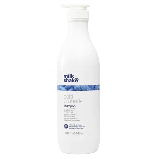 Pieno kokteilis, šalta brunetė, moringų aliejus, šampūnas plaukams, šalinti šiltus tonus – raudona/oranžinė, 1000 ml