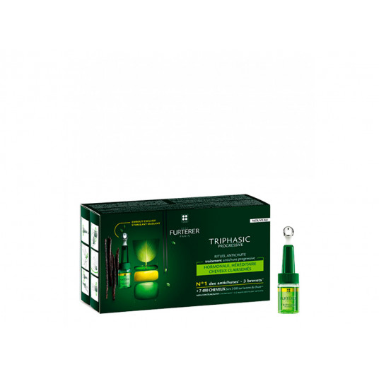 Set, Rene Furterer, Triphasic Progressive, Leave In Scalp Treatment Serum, Anti-Hair Loss, 8 pcs, 5.5 ml
