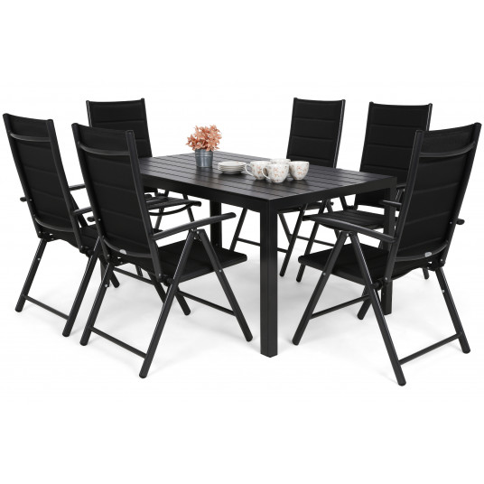 Lauko baldų komplektas Ibiza 150 cm Aliuminis, juodas