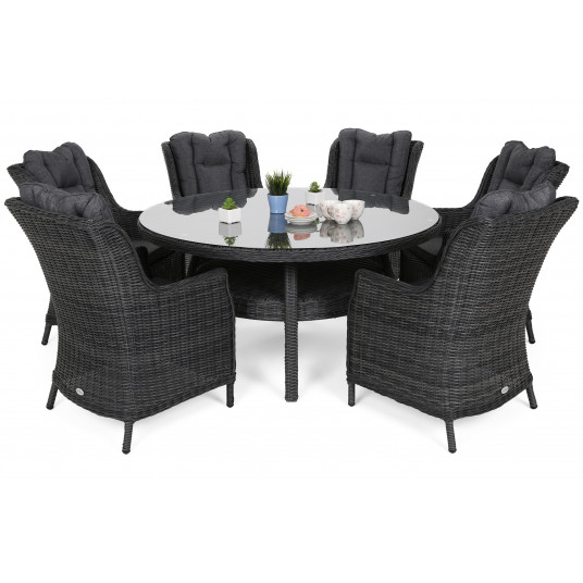 Lauko baldų komplektas Bristol Round Elegant 150 cm Pilkas 6+1