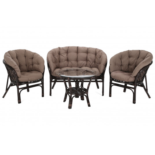 Lauko baldų komplektas Bahama Tamsiai rudas/ beige 3+1