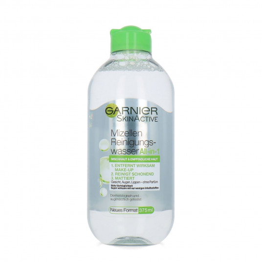 Garnier, Skin Active – viskas viename, glicerinas, matinis, micelinis vanduo, visų tipų odai, 375 ml