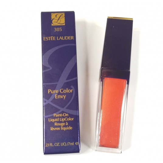 „Estee Lauder“, „Pure Color Envy Paint-On“ skysta lūpų spalva, matinis, skystas lūpų dažas, 305, „Patently Peach“, 7 ml