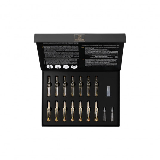 Diego Dalla Palma, Aukso infuzija, Pro-kolagenas, Regeneruojantis, Rytas ir Vakaras, Gydomasis serumas ampulėse, Senstančiai odai, Veidui, 14 vnt., 2 ml