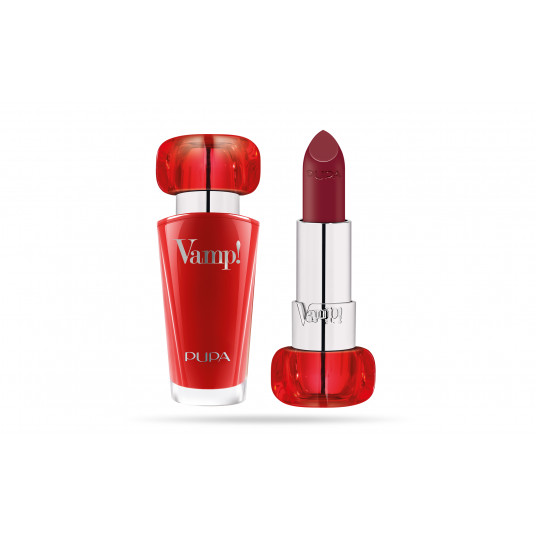 Pupa, Vamp!, Be parabenų, apimtis, kreminiai lūpų dažai, 300, Scarlet Bordeaux, 3,5 g