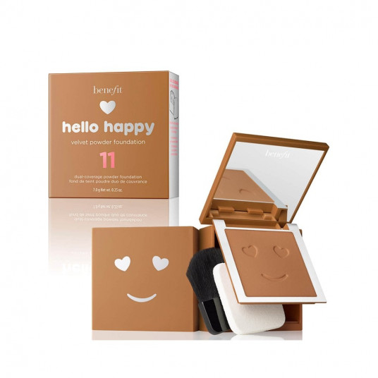 Nauda, Hello Happy Velvet, matinis paviršius, kompaktiškas pagrindas, 11, tamsiai neutralus, 7 g