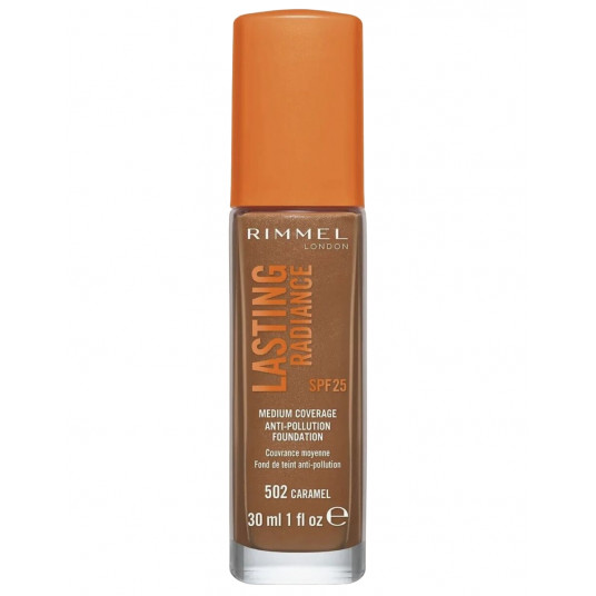 Rimmel London, ilgalaikis spindesys, natūralus vidutinis padengimas, skystas pagrindas, 502, karamelė, SPF 25, 30 ml